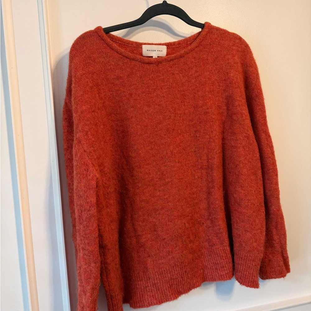 MAISON KITSUNE Burnt Orange Crewneck Sweater